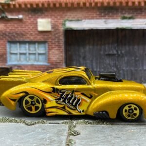 Loose Hot Wheels - 1941 Willys Coup Drag Car - Gold HW with Flames