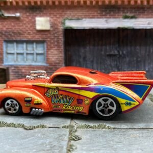 Loose Hot Wheels - 1941 Willys Coup Drag Car - Wild Willy Orange and Yellow