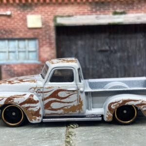 Loose Hot Wheels - 1952 Chevy Pick Up Truck - Primer Gray and Brown with Flames