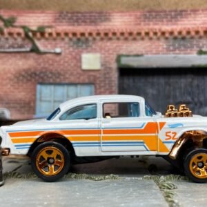 Loose Hot Wheels - 1955 Chevy Bel Air Gasser - 52nd Anniversary Pearl & Chrome