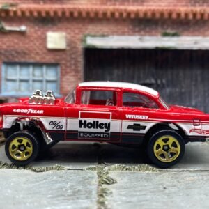Loose Hot Wheels 1955 Chevy Bel Air Gasser - Red and White Holley