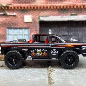 Loose Hot Wheels -1955 Chevy Big Air Bel Air 4x4 - Satin Black and Red