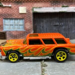 Loose Hot Wheels - 1955 Chevy Nomad - Orange with Flames