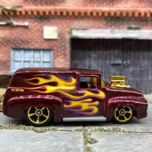 Loose Hot Wheels - 1956 Ford F100 Panel Truck - Dark Red with Flames