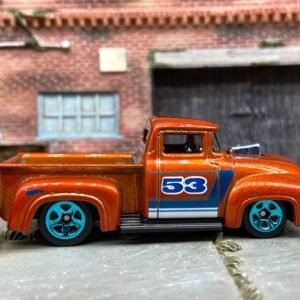 Loose Hot Wheels - 1956 Ford F100 Pick Up Truck  - 53rd Anniversary Orange and Blue
