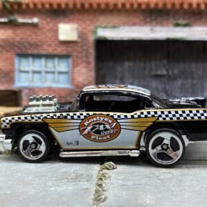 Loose Hot Wheels - 1957 Chevy - Black and Gold Checkered Flag