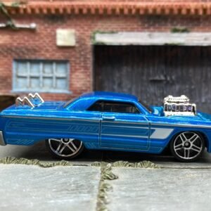 Loose Hot Wheels - 1964 Chevy Impala - Pipes and Supercharger - Blue and White
