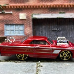 Loose Hot Wheels - 1964 Chevy Impala - Pipes and Supercharger - Dark Red, White and Gold