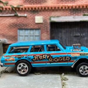 Loose Hot Wheels 1964 Chevy Nova Station Wagon Gasser Dressed in Jerry Rigged Light Blue Livery