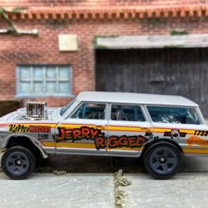 Loose Hot Wheels - 1964 Chevy Nova Station Wagon Gasser - Jerry Rigged Primer Gray Livery
