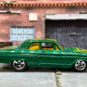 Loose Hot Wheels - 1964 Ford Fairlane Thunderbolt - Green and Yellow with Flames