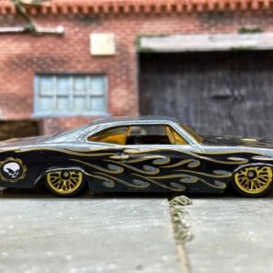 Loose Hot Wheels 1965 Chevy Impala - Silver and Black with Flames