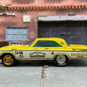 Loose Hot Wheels 1965 Dodge Coronet Gasser Dressed in Eastbound and Crowned Yellow and White Livery