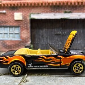 Loose Hot Wheels - 1965 Ford Mustang Convertible - Black with Flames