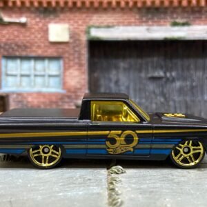 Loose Hot Wheels 1965 Ford Ranchero Dressed in Satin Black and Gold 50th Anniversary Livery
