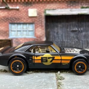 Loose Hot Wheels 1967 Pontiac Firebird in Satin Black and Orange #67 Livery