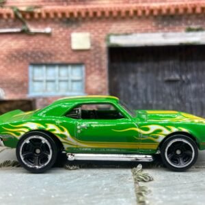 Loose Hot Wheels 1968 Chevy Camaro COPO In Green and Yellow with Flames