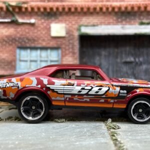 Loose Hot Wheels 1968 Chevy Nova Dressed in Satin Red, Orange and Gray Camo #68 Livery