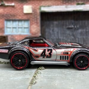 Loose Hot Wheels 1969 Chevy Corvette COPO Dressed in Black, Silver and Red #43 with Flames