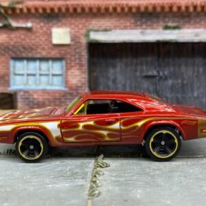 Loose Hot Wheels - 1969 Dodge Charger 500 - Dark Red with Flames