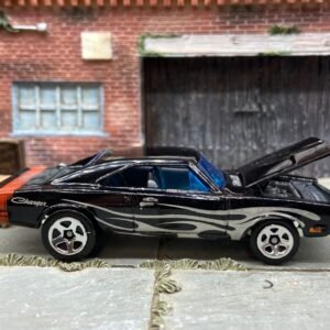 Loose Hot Wheels -1969 Dodge Charger - Black With Silver Flames