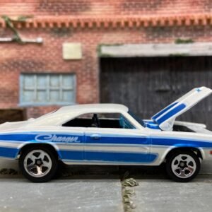 Loose Hot Wheels 1969 Dodge Charger Dressed in White and Blue