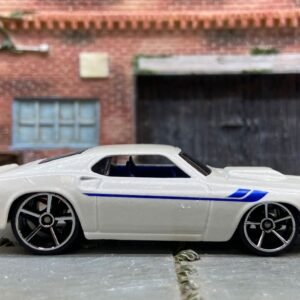 Loose Hot Wheels 1969 Ford Mustang Dressed in White and Blue