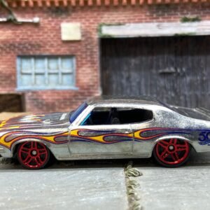 Loose Hot Wheels 1970 Buick GSX Dressed in ZAMAC Bare Metal With Flames