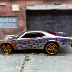 Loose Hot Wheels - 1971 Dodge Demon - ZAMAC with Purple and Orange Flames
