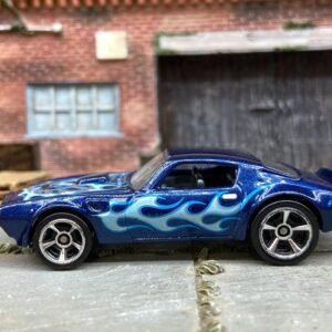 Loose Hot Wheels 1973 Pontiac Trans AM Dressed in Blue with Flames