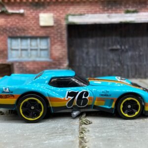 Loose Hot Wheels - 1976 Chevy Corvette Greenwood - Light Blue, Black and Orange 76