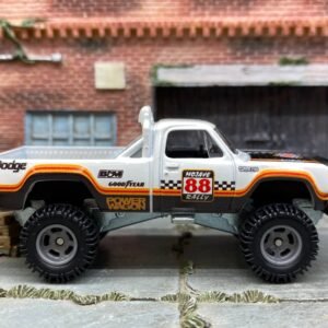 Loose Hot Wheels 1980 Dodge Power Wagon 4x4 Truck In White, Orange and Black Real Riders