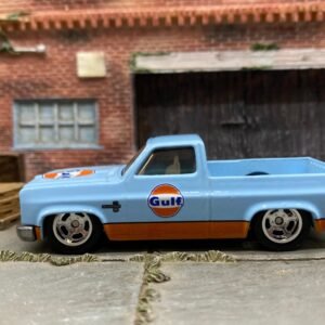 Loose Hot Wheels 1983 Chevy Silverado Pop Culture Fuel Series Real Riders - Gulf Blue and Orange