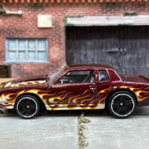 Loose Hot Wheels 1986 Chevy Monte Carlo SS Dressed in Burgundy with Flames