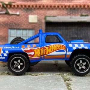 Loose Hot Wheels 1987 Dodge D100 Baja Race Truck In Hot Wheels Blue Race Livery