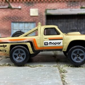 Loose Hot Wheels 1987 Dodge D100 Baja Race Truck In MOPAR Tan Race Livery