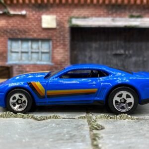 Loose Hot Wheels 2013 Chevy Camaro COPO Drag Car Dressed in Blue, Black, Yellow and Orange