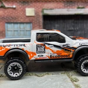 Loose Hot Wheels - 2017 Ford F150 Raptor 4X4 Truck - White and Orange Eco Boost Livery