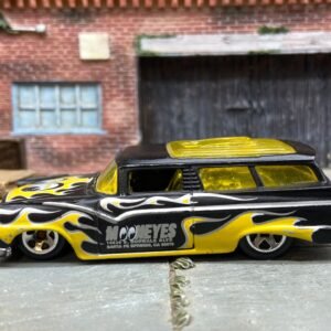 Loose Hot Wheels 8 Crate Ford Station Wagon Dressed in Mooneyes Black and Yellow