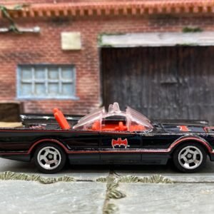 Loose Hot Wheels - Batman Batmobile 60's TV Series Car - Black and Red (Red Interior)