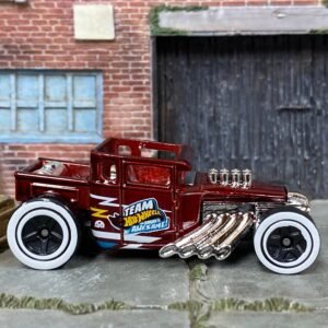 Loose Hot Wheels - Bone Shaker Hot Rod Truck - Dark Red Team Hot Wheels