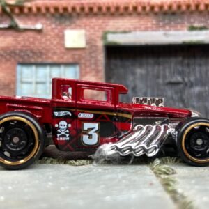 Loose Hot Wheels - Bone Shaker Hot Rod Truck - Dark Red Skull and Cross Bones #3 Livery