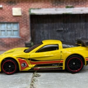 Loose Hot Wheels - Chevy Corvette C6-R Race Car - Yellow, Red and Black 3