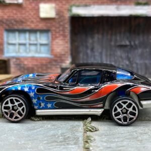 Loose Hot Wheels - Chevy Corvette Stingray - Black with Sars and Stripes