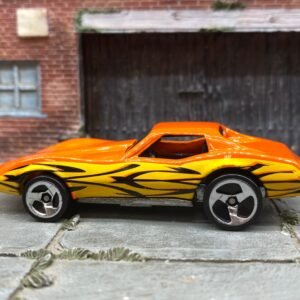 Loose Hot Wheels - Corvette Stingray - Orange and Yellow with Tribal Flames
