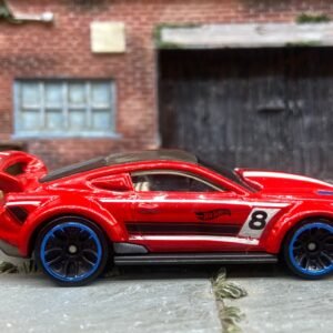 Loose Hot Wheels Custom 2015 Ford Mustang Race Car Dressed in Red, White and Black