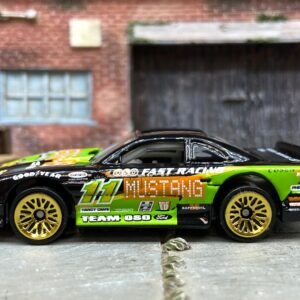 Loose Hot Wheels - Ford Mustang Cobra Race Car - Black and Green Mustang OSO Livery