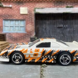 Loose Hot Wheels - Ford Mustang Cobra Race Car - White, Black and Orange