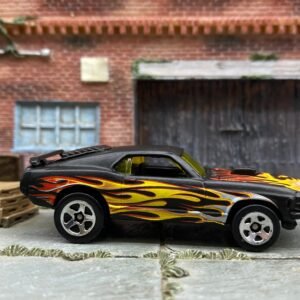 Loose Hot Wheels - Ford Mustang Mach 1 - Satin Black with Flames and Skulls