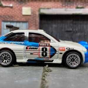 Loose Hot Wheels Ford Rally Dressed in White and Blue #8 Race Livery